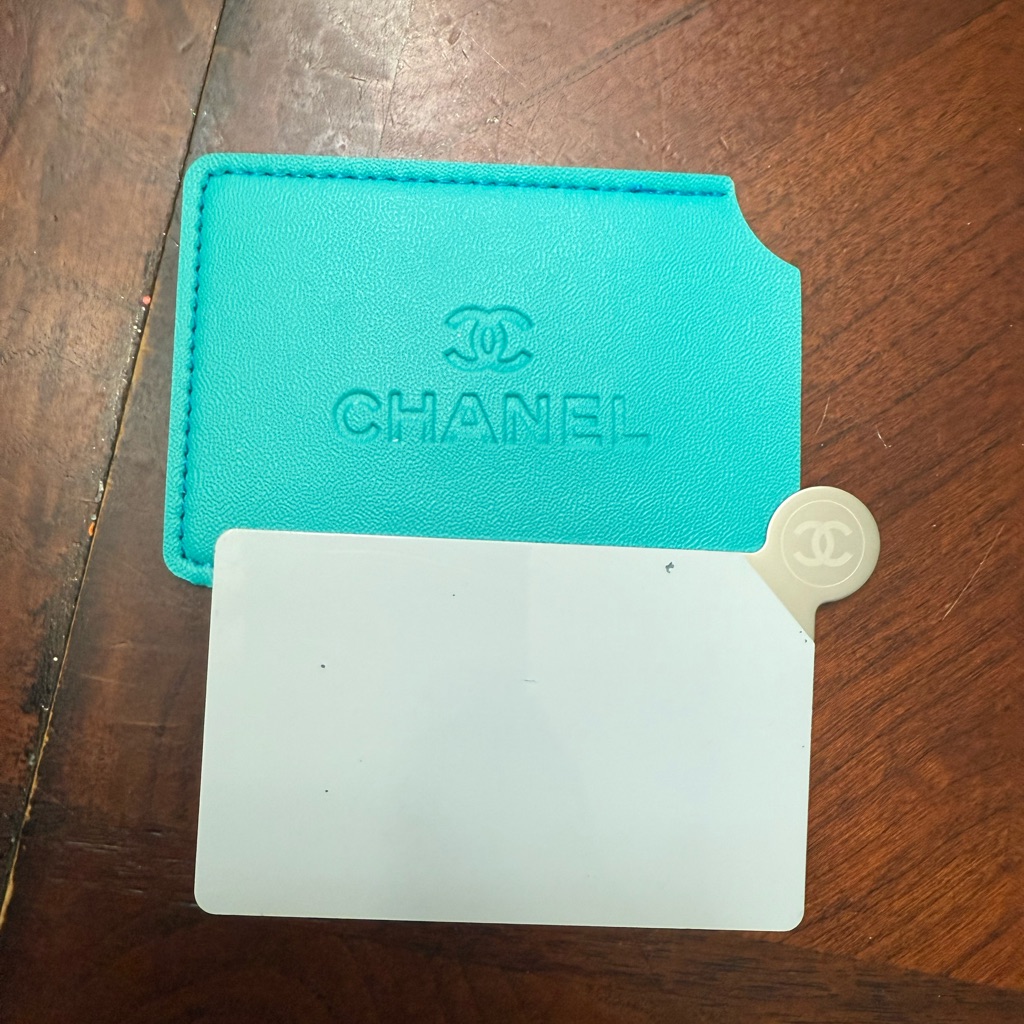 Brand New Gwp Chanel Turquoise Card Holder With Mirror
